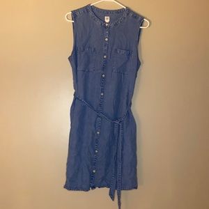 Gap denim sleeveless dress with belt
